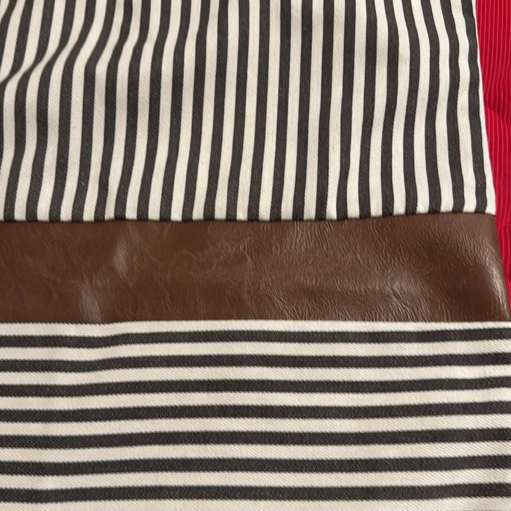 Pillow Cover Striped Denim Leather Like Custom